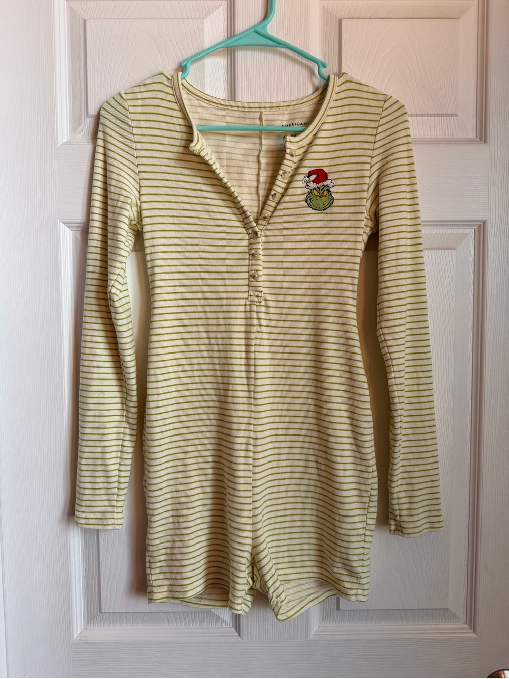 Long-Sleeve Striped Grinch Romper